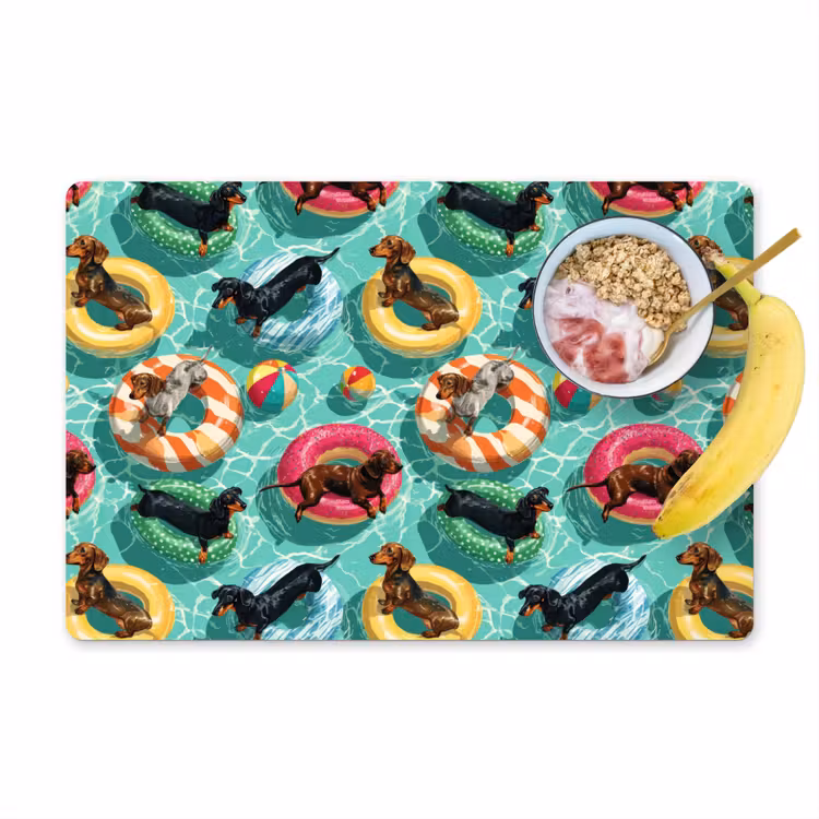 Set de table - Teckels - Piscine - Coloré — 1