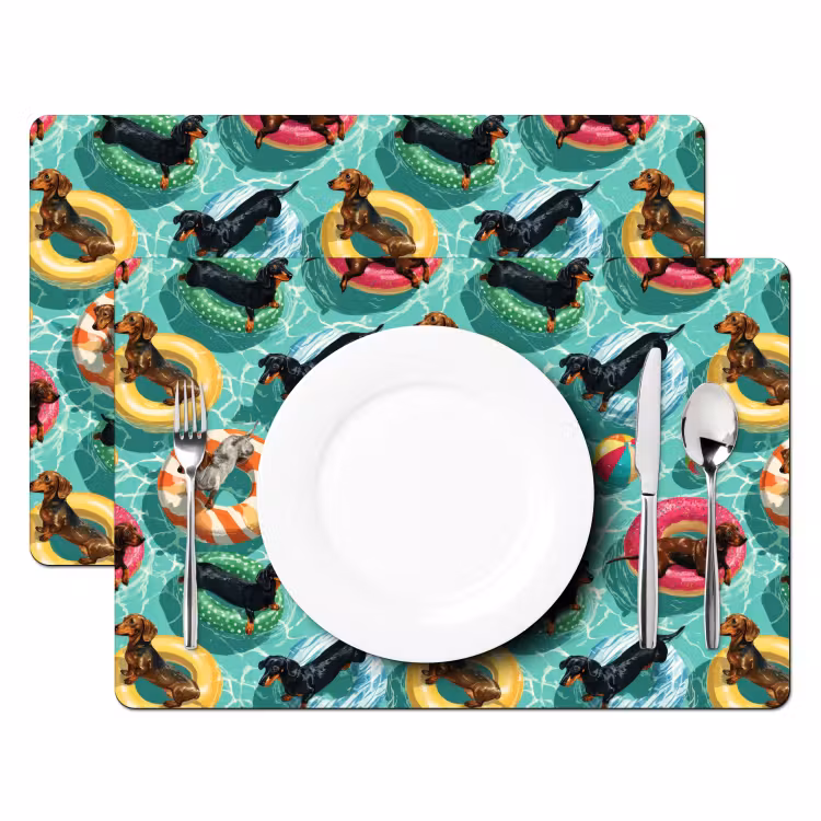 Set de table - Teckels - Piscine - Coloré — 2