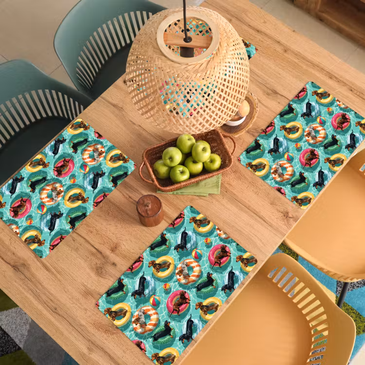 Set de table - Teckels - Piscine - Coloré — 4