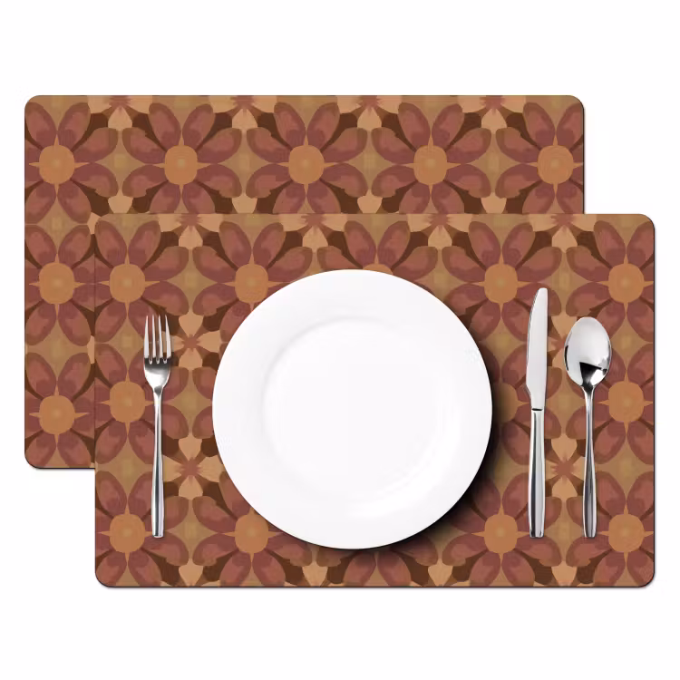Set de table - Retro - Fleurs - Marron — 2