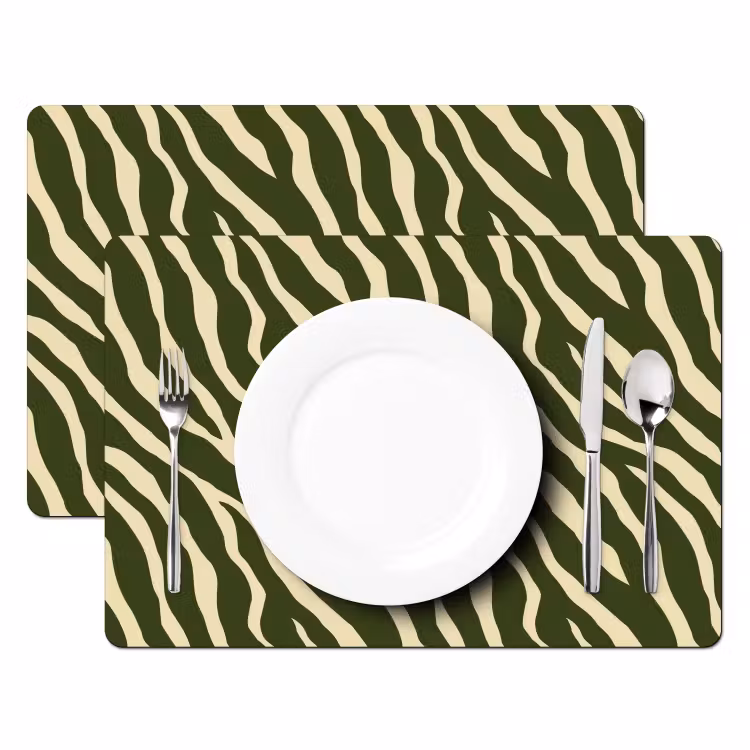 Set de table - Zèbre - Motif - Vert — 2