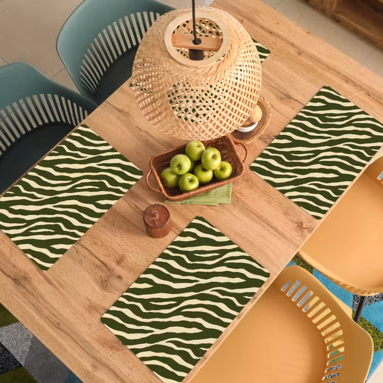 Set de table - Zèbre - Motif - Vert — 4