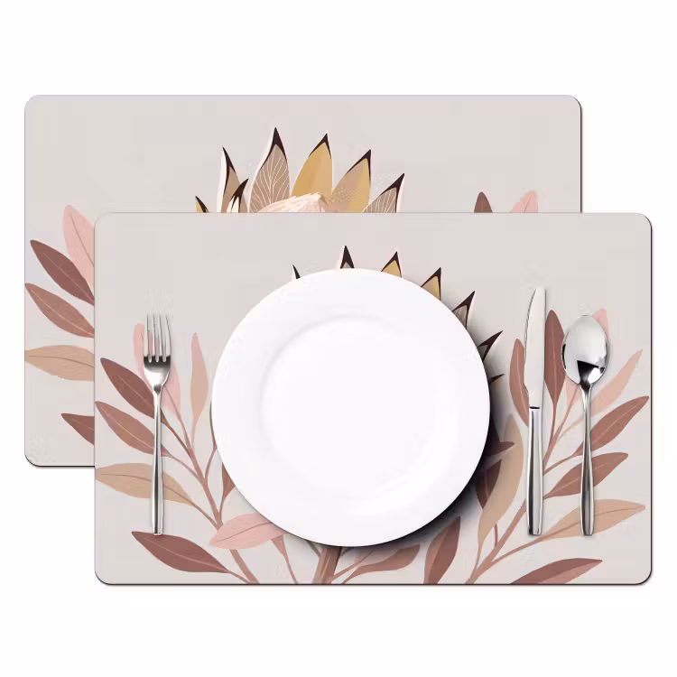 Set de table - Protea - Fleur - Botanique - Beige — 2