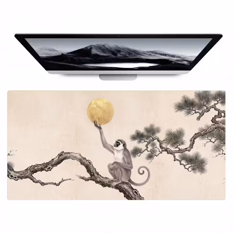 Sous main bureau - Singe - Lune - Or — 1