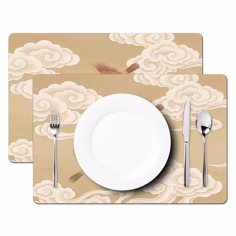 Set de table - Oiseaux - Mouches - Beige — 2