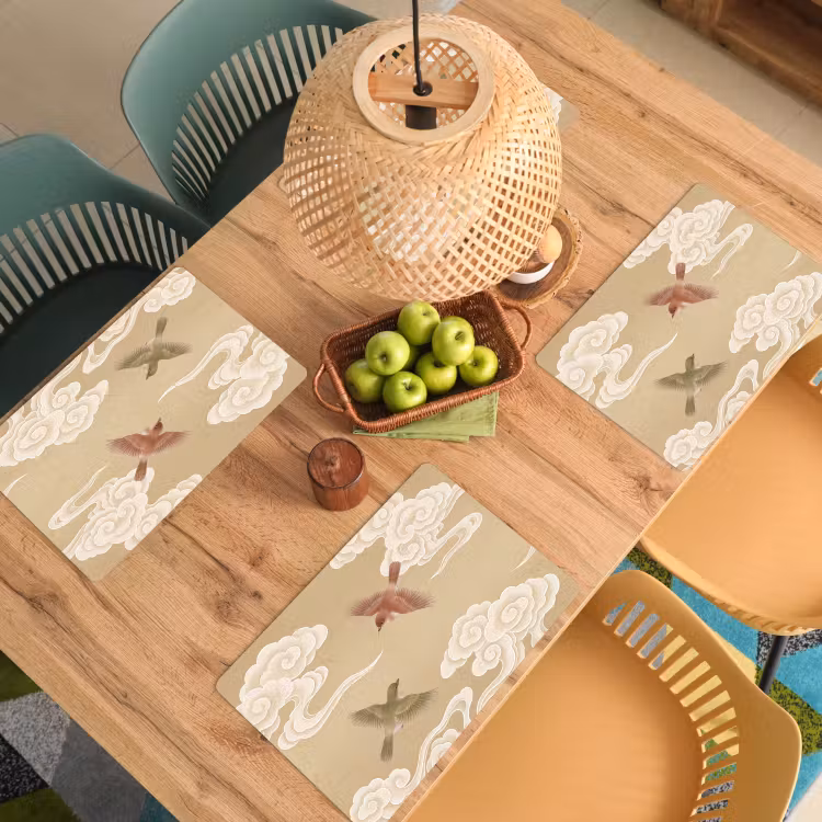 Set de table - Oiseaux - Mouches - Beige — 4