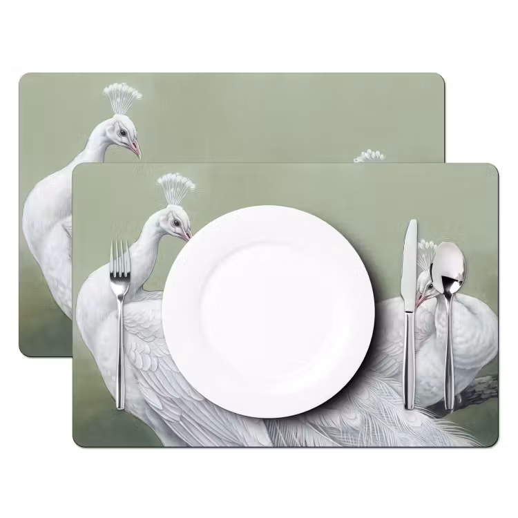 Set de table - Paons - Blanc - Nature - Vert — 2