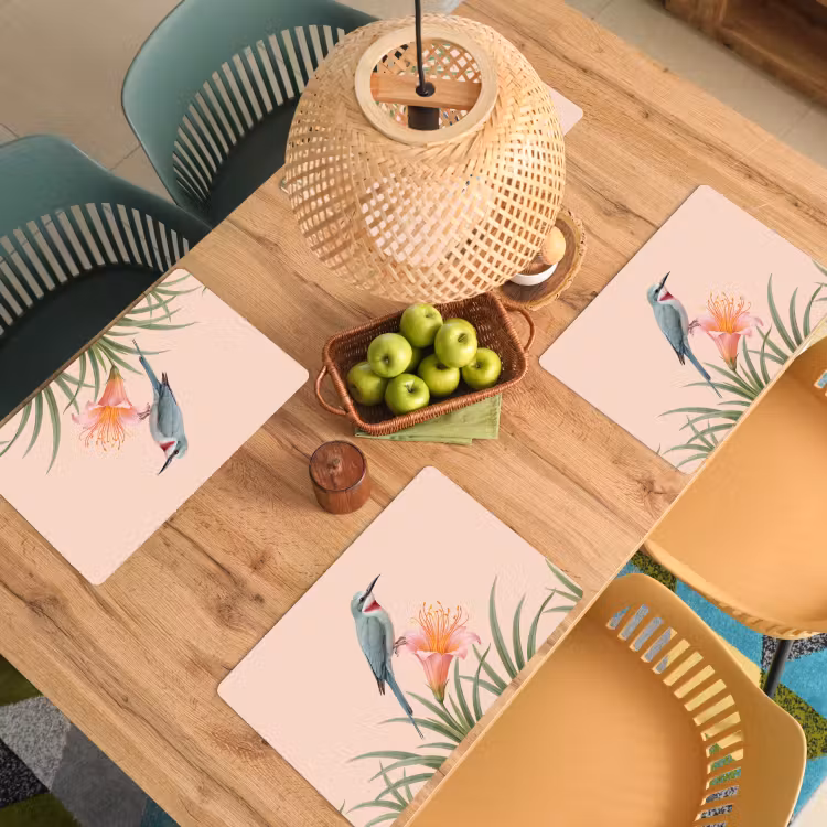Set de table - Oiseau - Fleur - Nature - Rose — 4