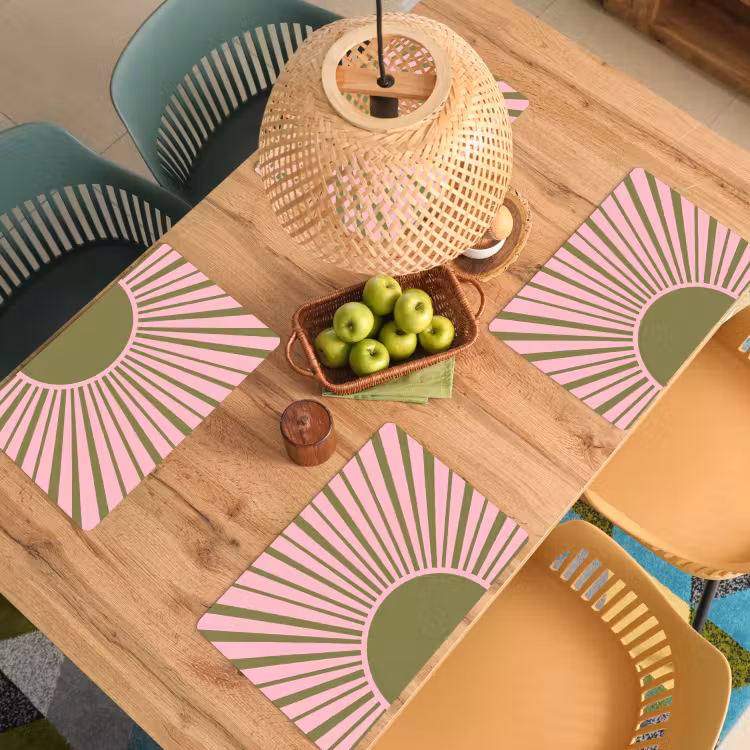 Set de table - Résumé - Rayons - Graphique - Rose - Vert — 4