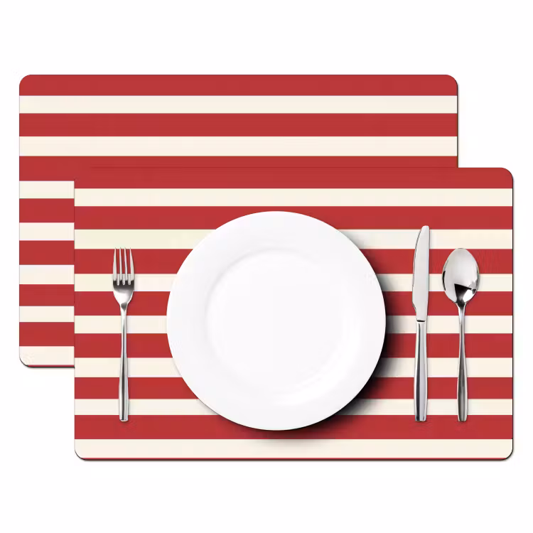 Set de table - Rayures - Motif - Rouge — 2