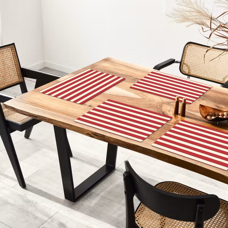 Set de table - Rayures - Motif - Rouge — 3