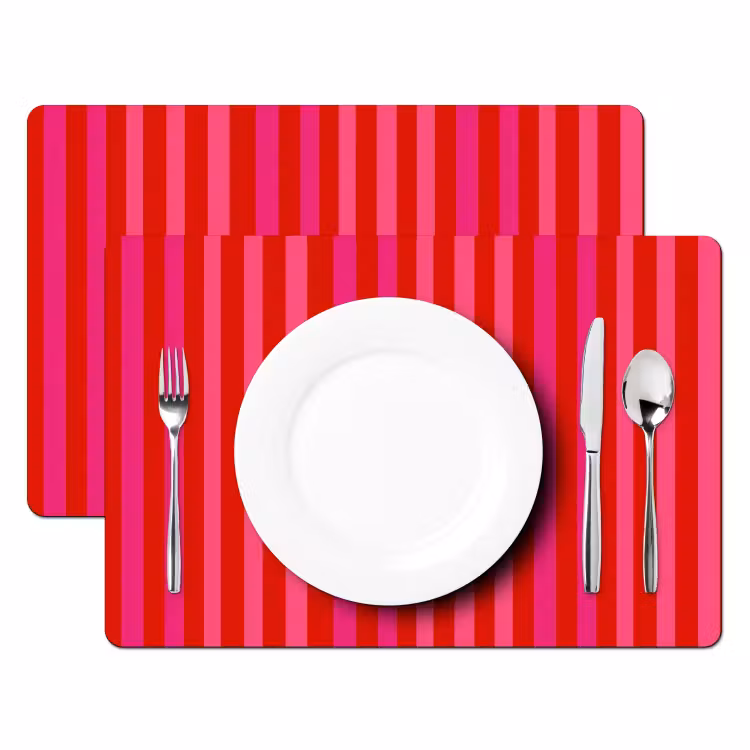 Set de table - Vertical - Rayures - Rose — 2