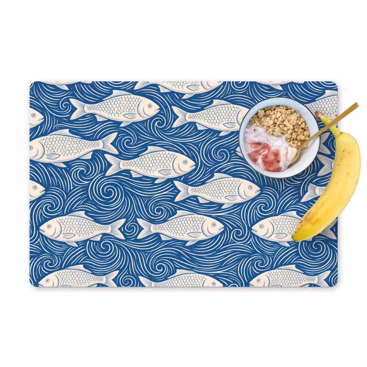 Set de table - Poisson - Eau - Motif - Graphisme - Bleu — 1