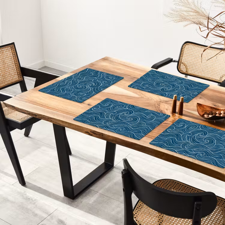Set de table - Vagues - Spirale - Eau - Abstrait - Bleu — 3