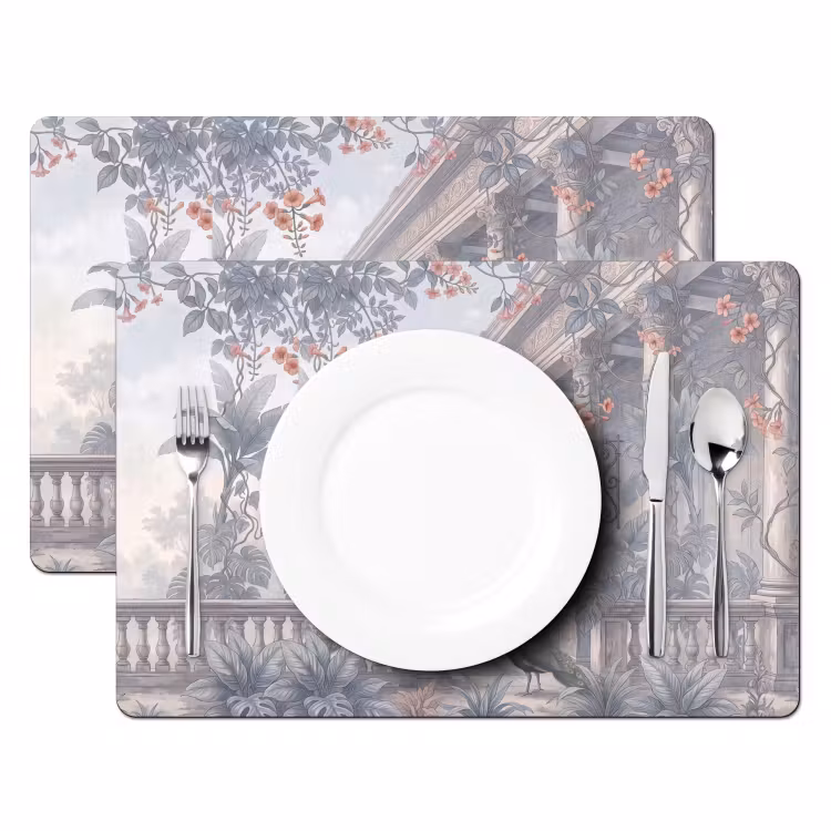 Set de table - Oiseau - Paon - Architecture - Classique - Vert — 2