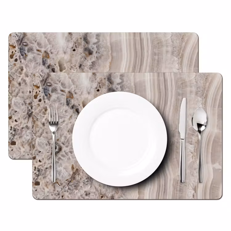 Set de table - Pierre - Texture - Abstrait - Beige - Blanc — 2