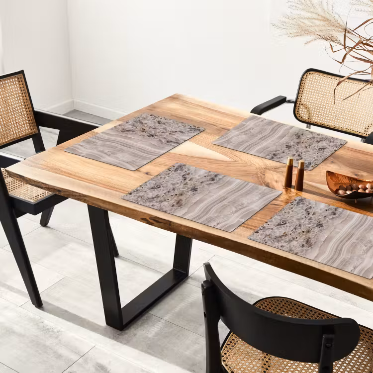 Set de table - Pierre - Texture - Abstrait - Beige - Blanc — 3