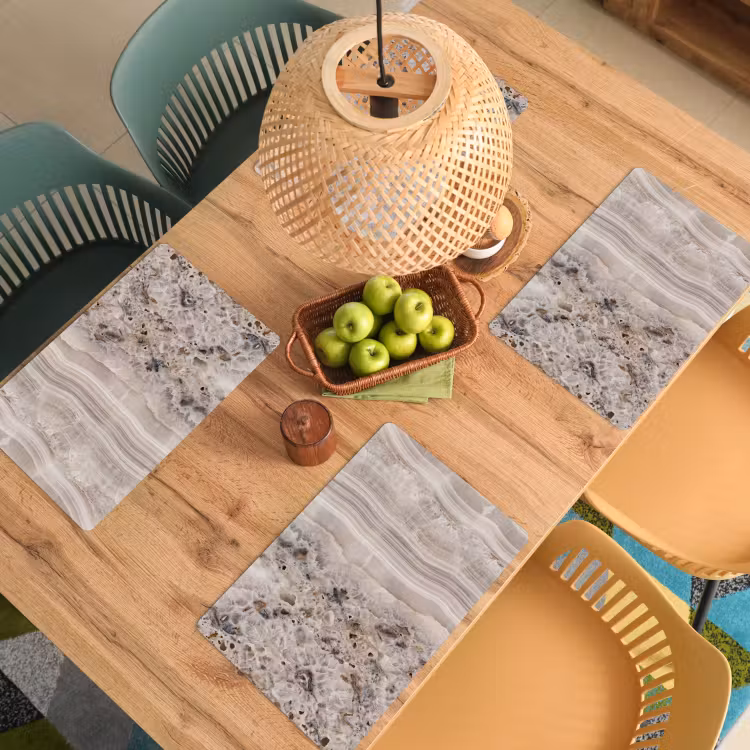 Set de table - Pierre - Texture - Abstrait - Beige - Blanc — 4
