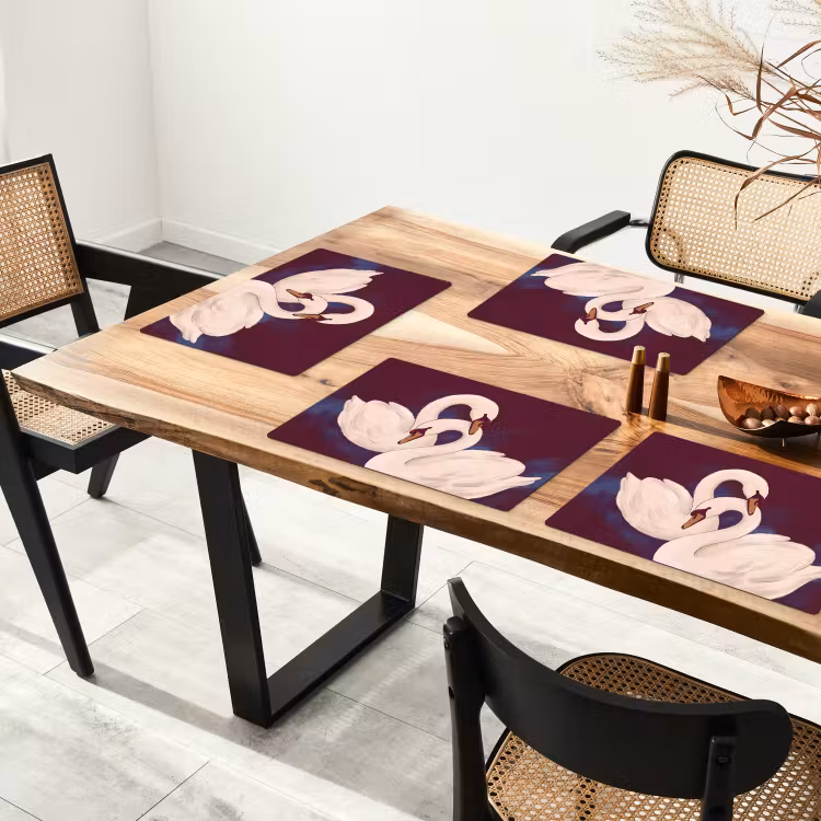 Set de table - Oiseau - Couple - Amour - Abstrait - Blanc — 3