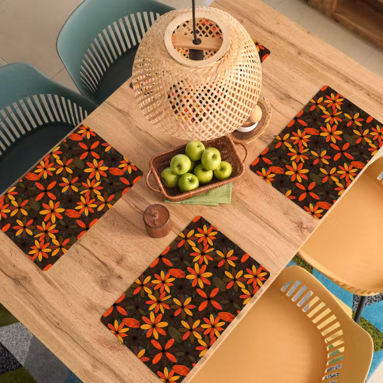 Set de table - Orange - Rétro - Fleurs - Automne — 4