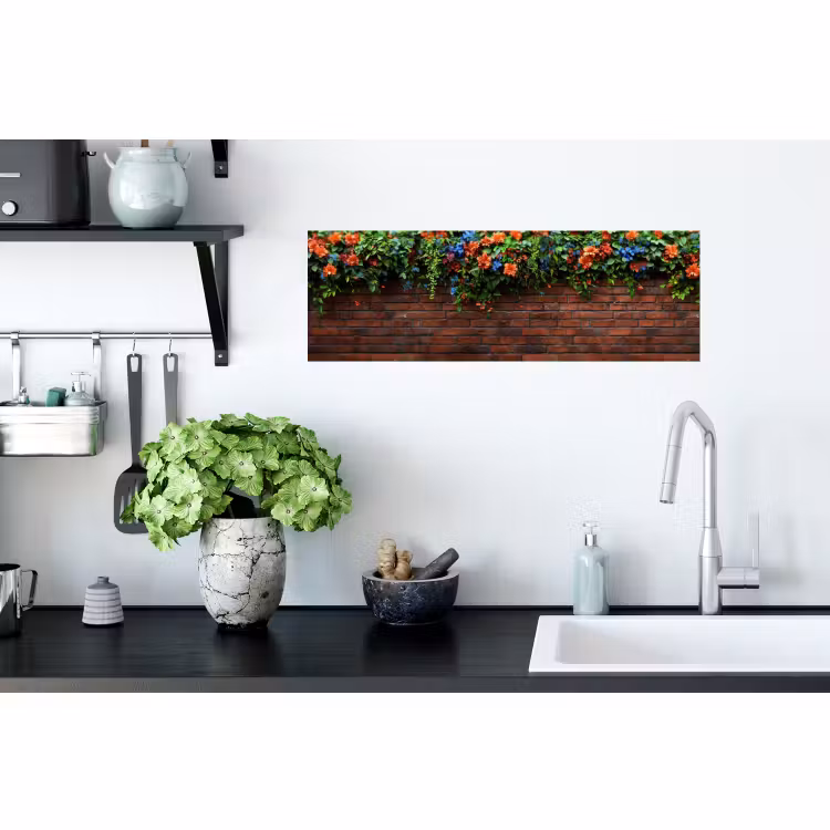 Sticker mural - Fleurs - Mur - Vert - Orange — 2