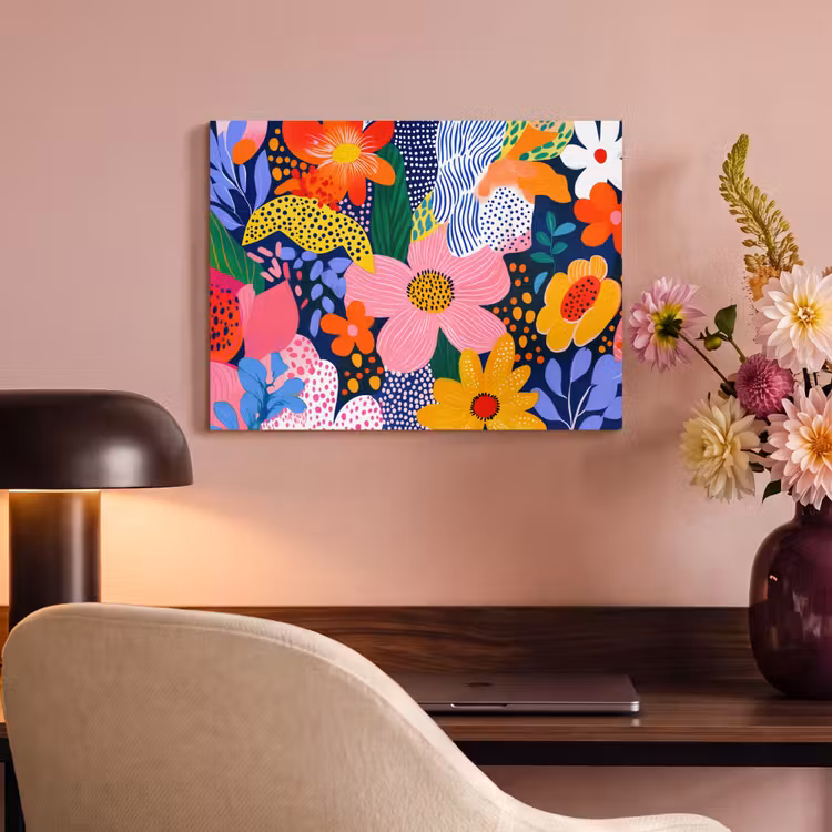 Tableau acoustique - Coloré - Fleurs - Abstrait - Points — 4