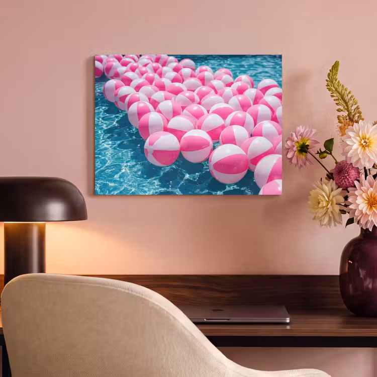 Tableau acoustique - Ballons de plage - Rose - Eau — 4