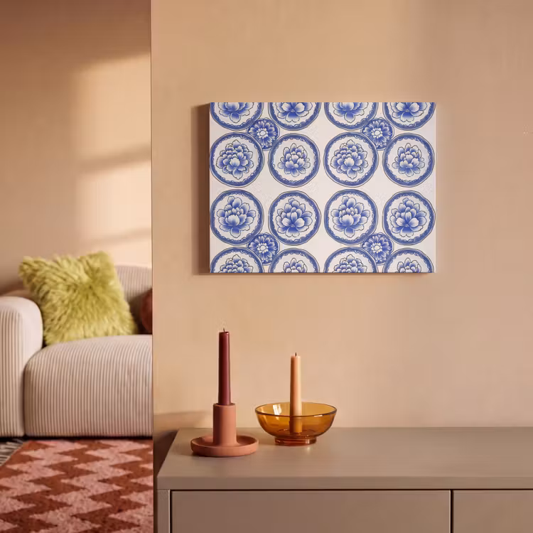 Tableau acoustique - Cercles - Fleurs - Bleu — 2