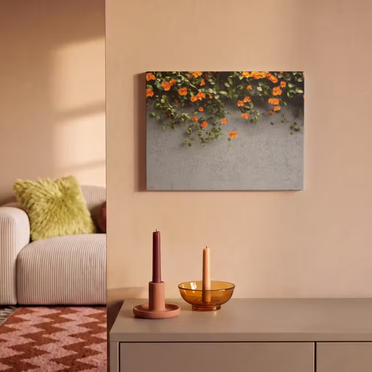 Tableau acoustique - Fleurs - Mur - Orange — 2