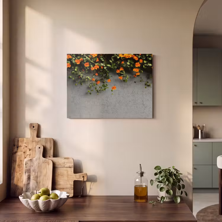 Tableau acoustique - Fleurs - Mur - Orange — 3