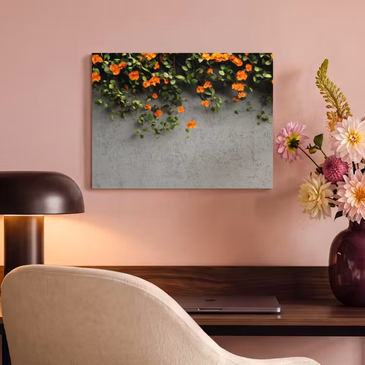 Tableau acoustique - Fleurs - Mur - Orange — 4