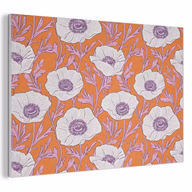 Tableau acoustique - Fleurs - Graphique - Orange — 1