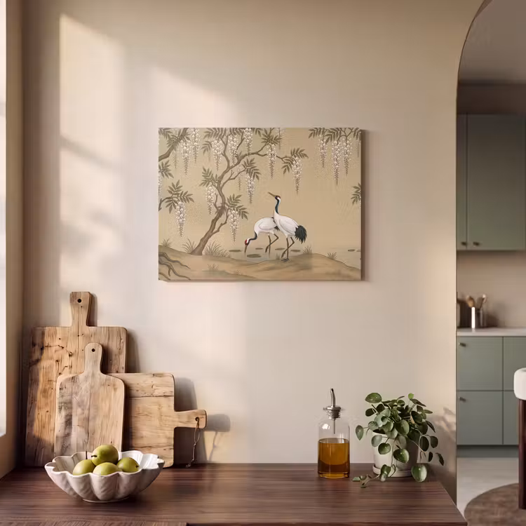 Tableau acoustique - Grue - Eau - Beige — 3