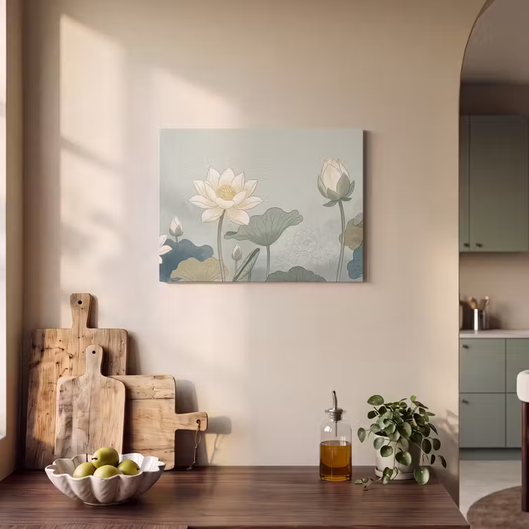 Tableau acoustique - Lotus - Fleurs - Vert — 3