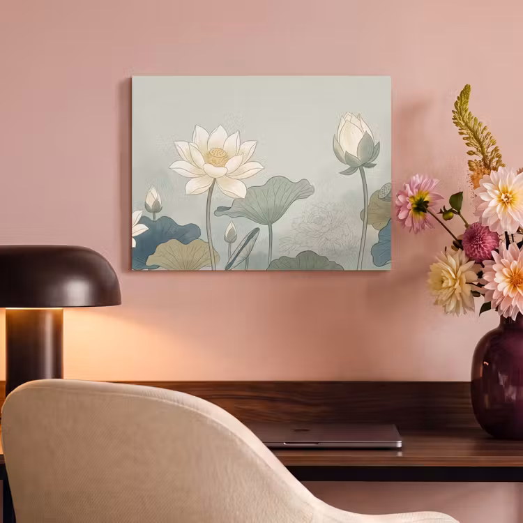 Tableau acoustique - Lotus - Fleurs - Vert — 4