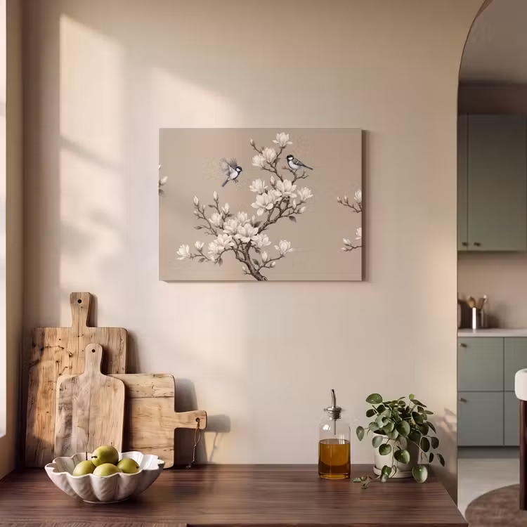 Tableau acoustique - Oriental - Oiseaux - Beige — 3