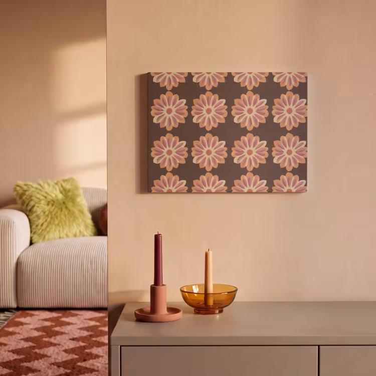 Tableau acoustique - Fleurs - Motif - Marron — 2
