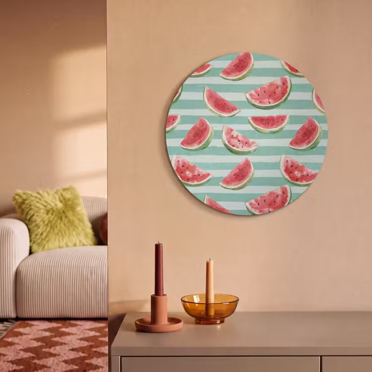 Tableau acoustique en feutre PET - Pastèque - Rayures - Vert — 3