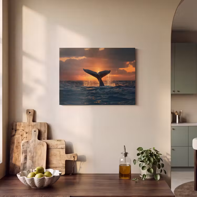 Tableau acoustique - Queue de baleine - Eau - Coucher de soleil — 3