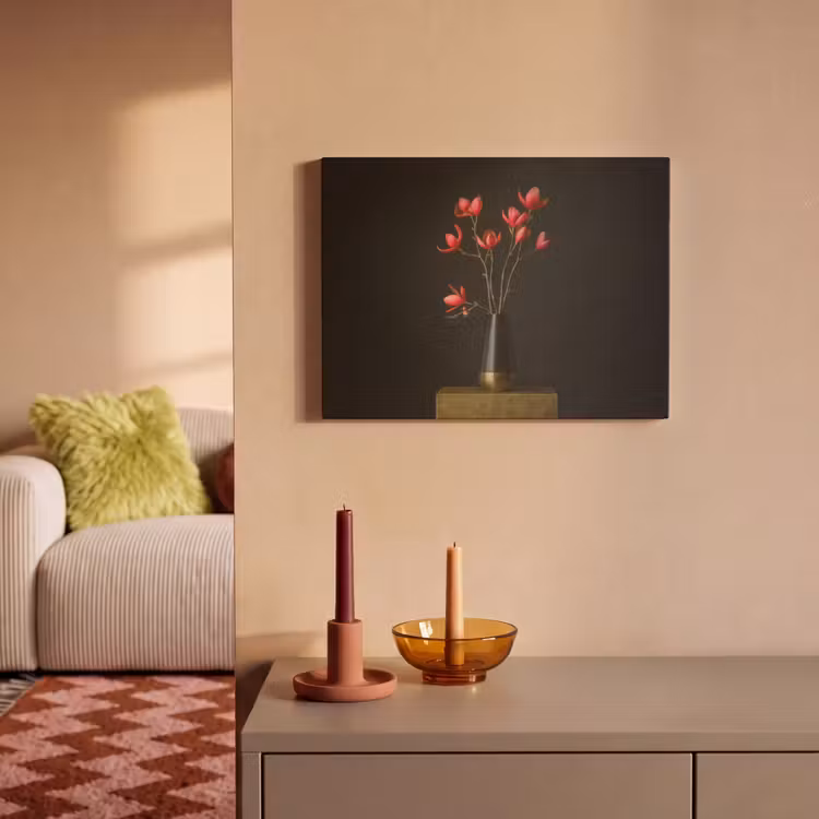 Tableau acoustique - Rouge - Fleurs - Vase — 2