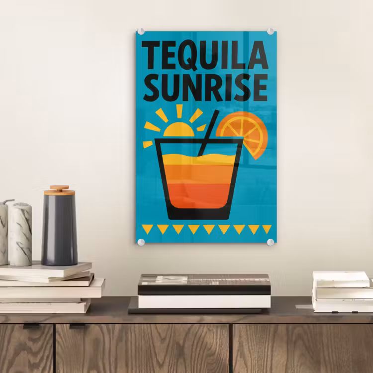 Tableau en verre - Illustration - Tequila - Verre - Bleu — 2