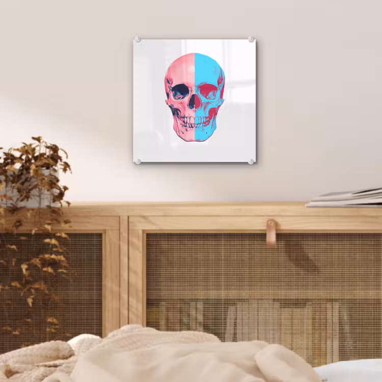 Tableau en verre - Crâne - Graphique - Rose - Divisé — 5