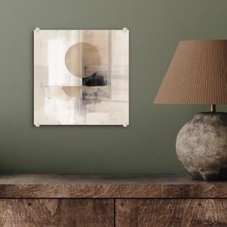 Tableau en verre - Cercle - Composition - Profondeur - Beige — 4