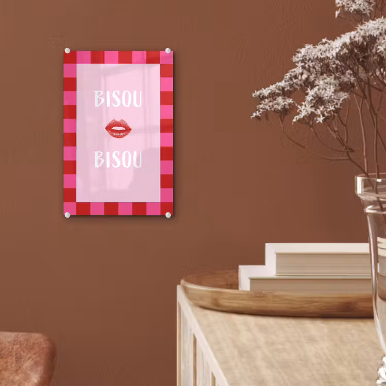 Tableau en verre - Baiser - Rose - Français - Valentin — 6