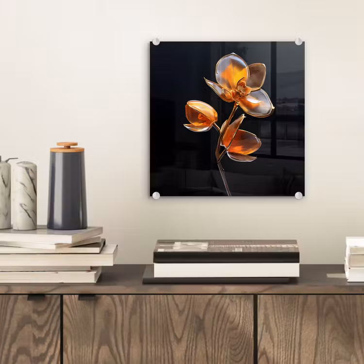 Tableau en verre - Fleur - Orchidée - Orange — 2