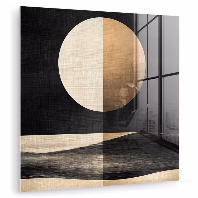 Tableau en verre - Lune - Cercle - Or — 1