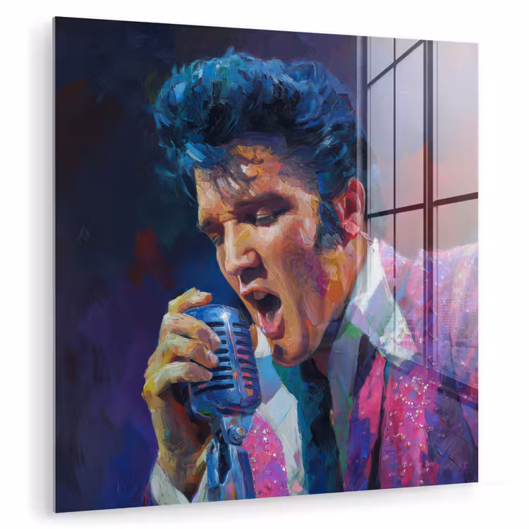 Tableau en verre - Expressive - Microphone - Violet — 1