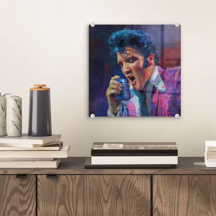 Tableau en verre - Expressive - Microphone - Violet — 2