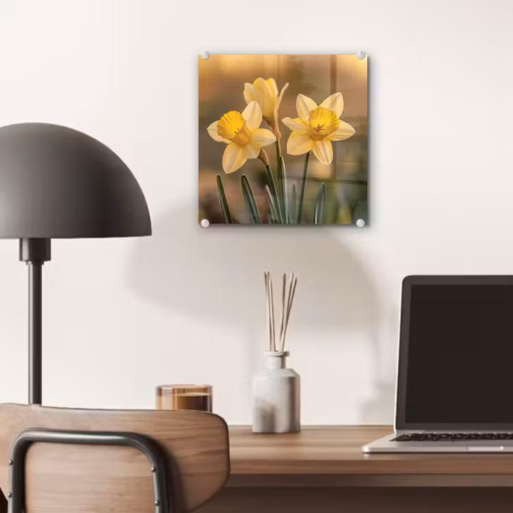 Tableau en verre - Fleurs - Jaune - Flou — 7