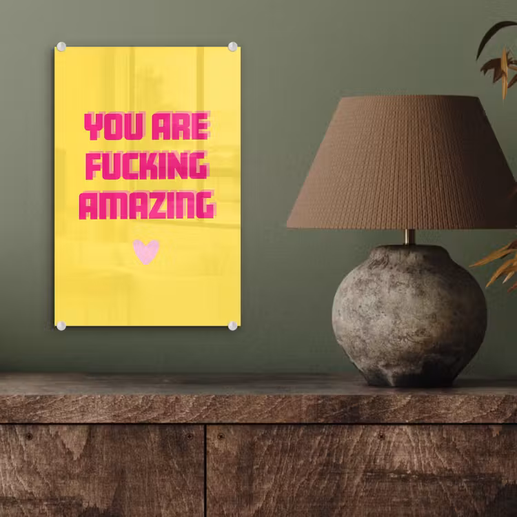 Tableau en verre - Jaune - Valentin - Texte — 4